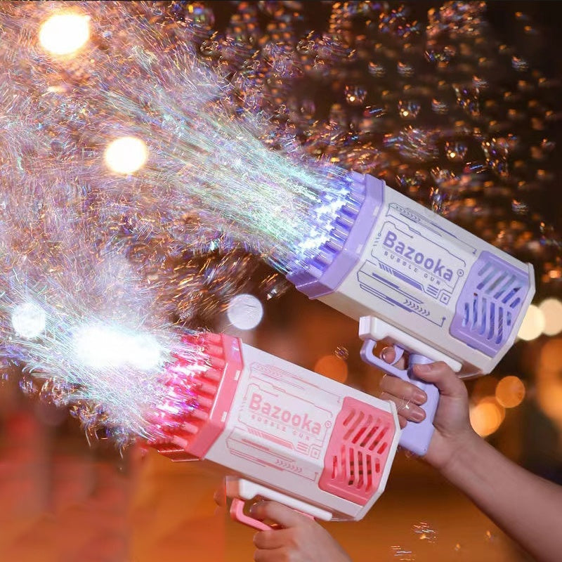 69-Hole Rocket Bubble Gun with LED Lights - Kids Bubble Toy