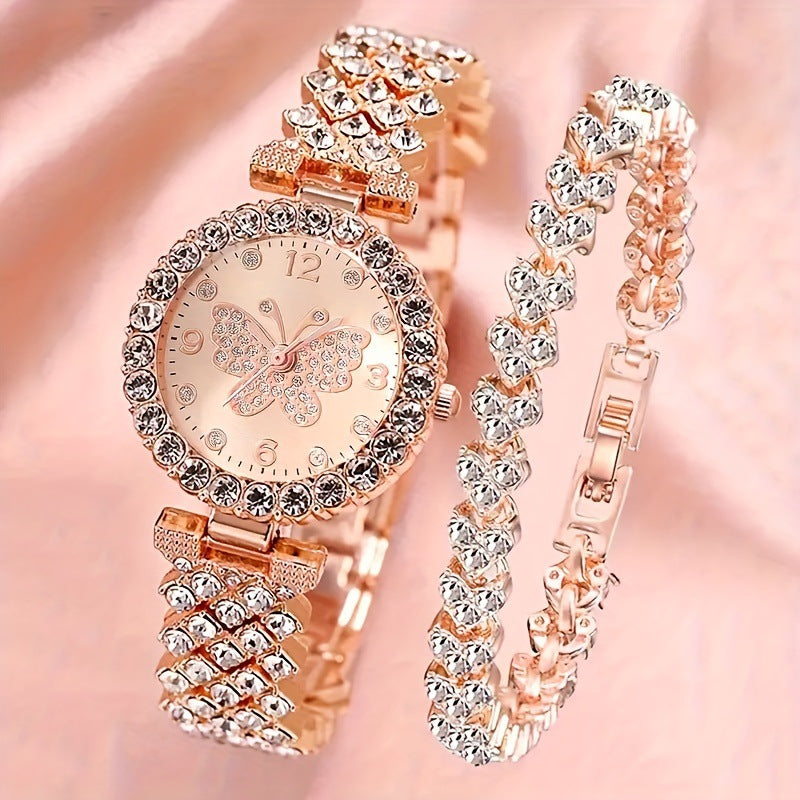 Women's Roman Numeral Watch & Bracelet Set | Diamond Effect | 6 Styles