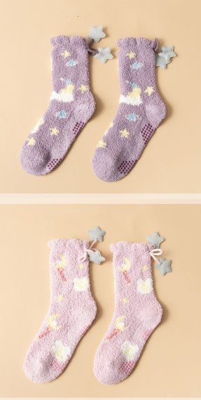 Women’s Japanese Coral Fleece Cartoon Socks Thick Winter 6 Designs