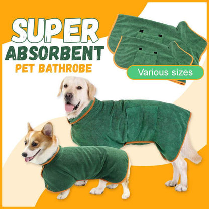 Microfibre Dog Bathrobe | Super Absorbent Quick-Dry Coat with Hook & Loop