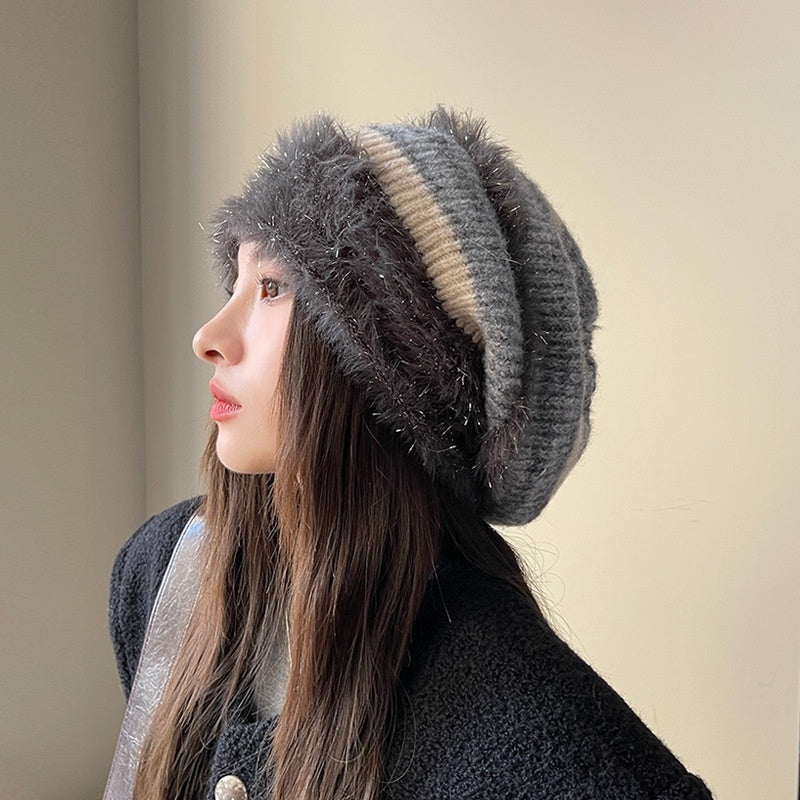 Women's Knitted Beanie with Fluffy Earflaps | Warm Windproof Winter Hat