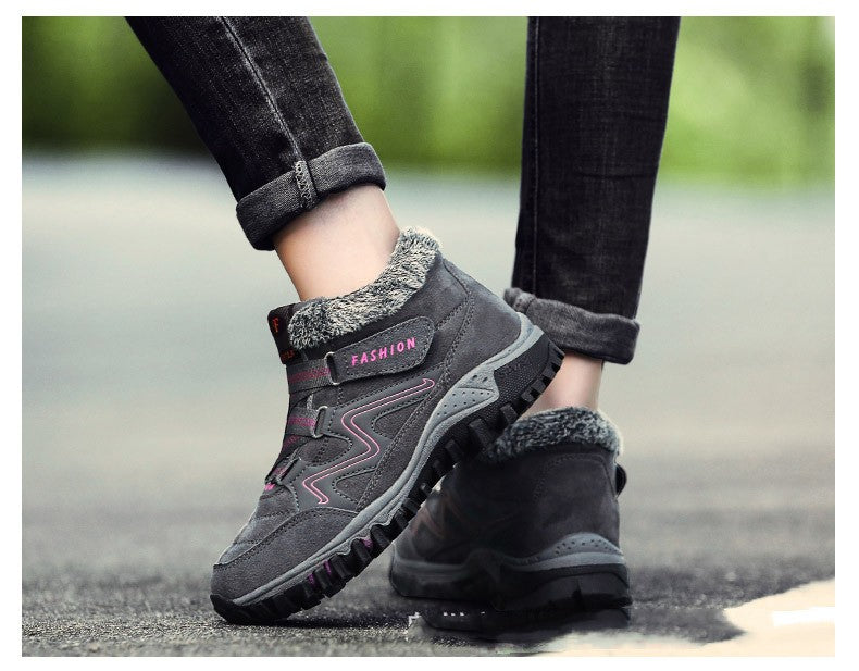 Fleece-Lined Martin Boots – Plush Lining, Elastic Band, Round Toe | Unisex | EU 35–48