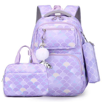Girls' Mermaid Princess 3-Piece School Set – Backpack, Pencil Case & Handbag