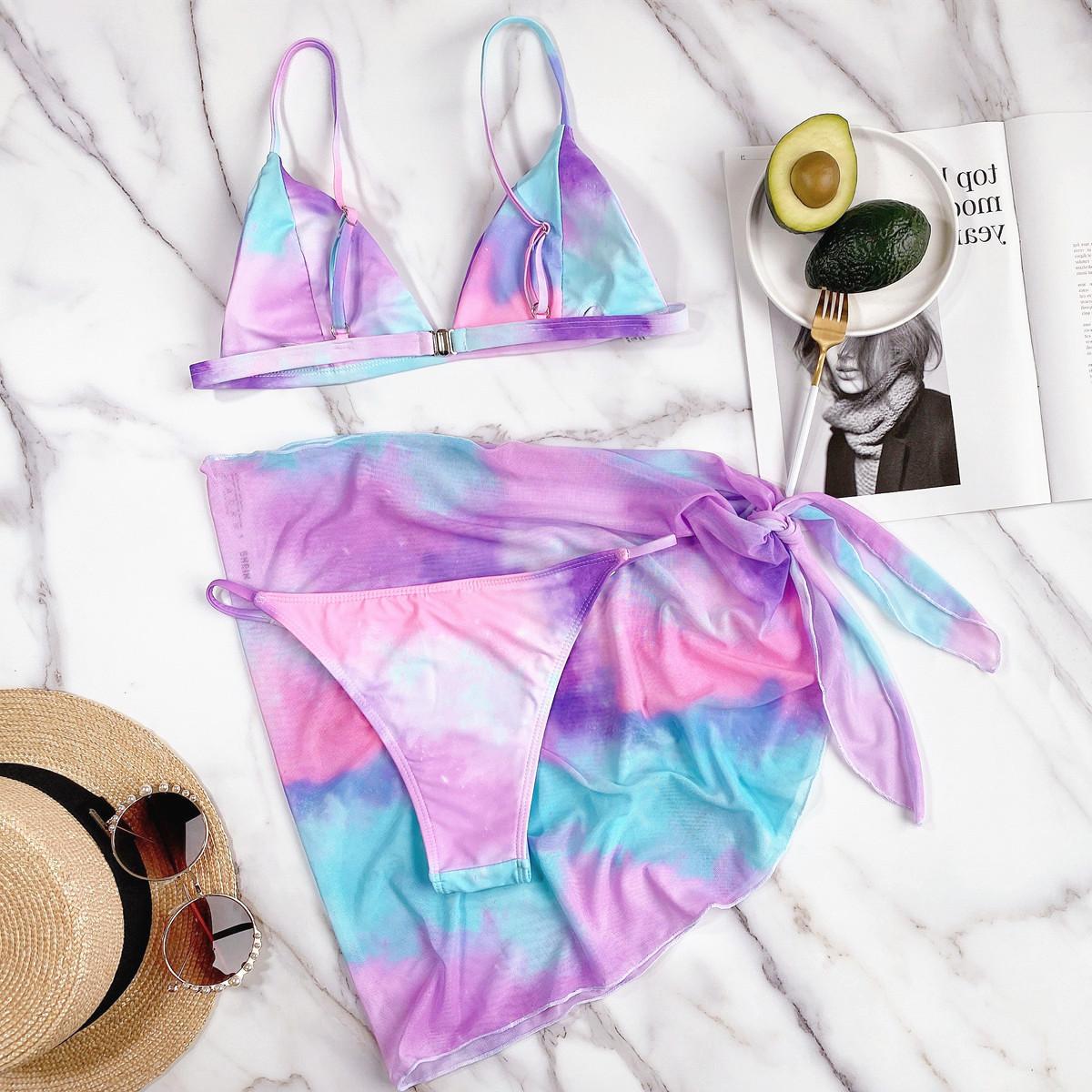 Women's Triangle Micro Bikini Set | Fluorescent Tie Dye