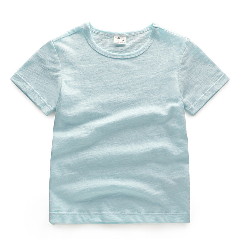 Kids Solid Colour Short Sleeve Cotton T-Shirt – Unisex | 5 Colours