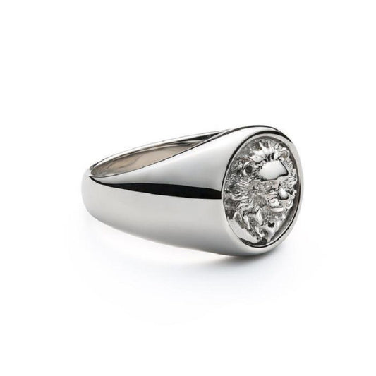 Men's Titanium Steel Lion Head Ring – Retro Wild Hip Hop Statement Band in Silver