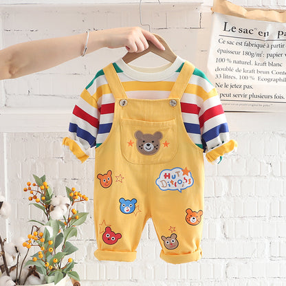 Boys' Plaid Shirt & Strap Trousers Set