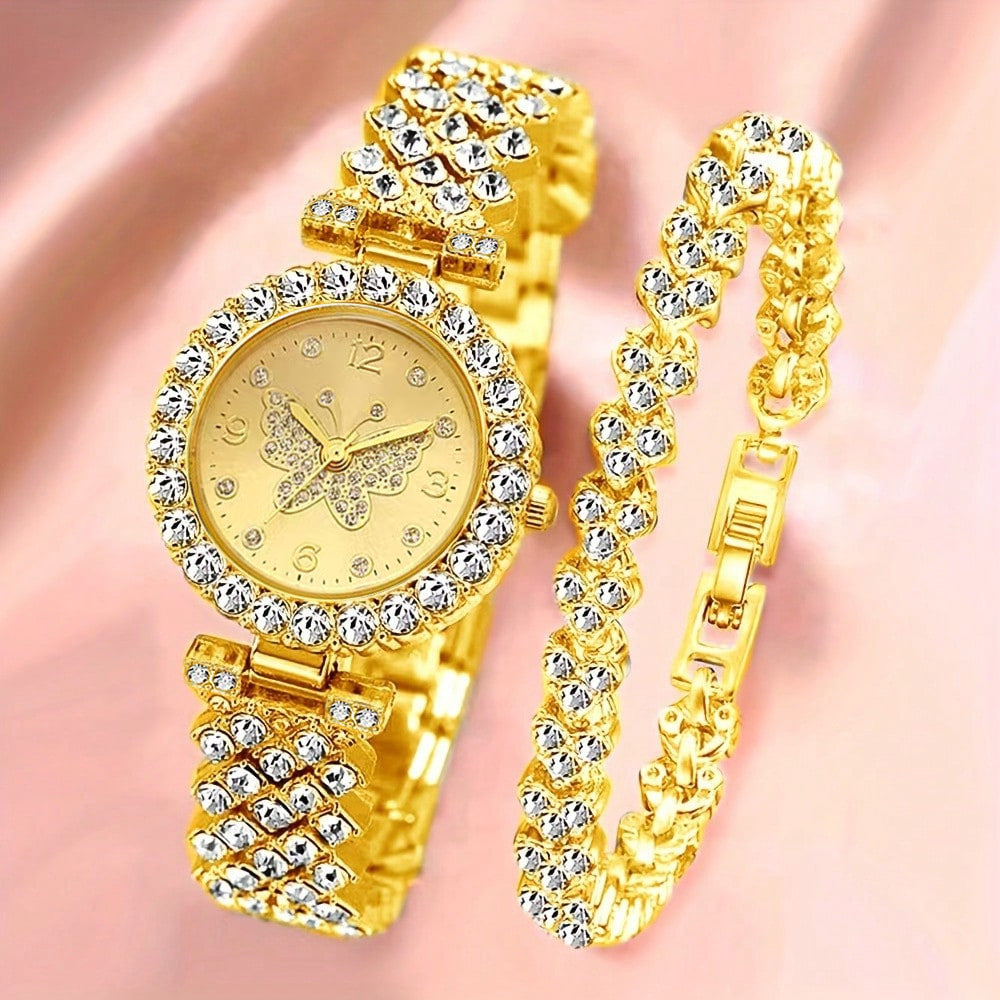 Women's Roman Numeral Watch & Bracelet Set | Diamond Effect | 6 Styles