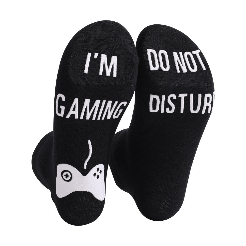 Men's Glow-in-the-Dark Letter Print Cotton Socks EU 44-49