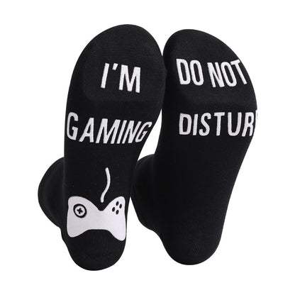 Men's Glow-in-the-Dark Letter Print Cotton Socks EU 44-49