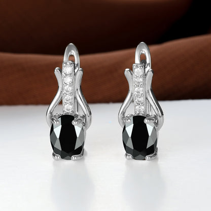 Oval Crystal Ear Clips | Champagne Gold & Platinum Copper Earrings for Women