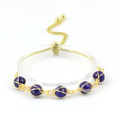 Natural Stone Bead Bracelet with Gold Extension Chain