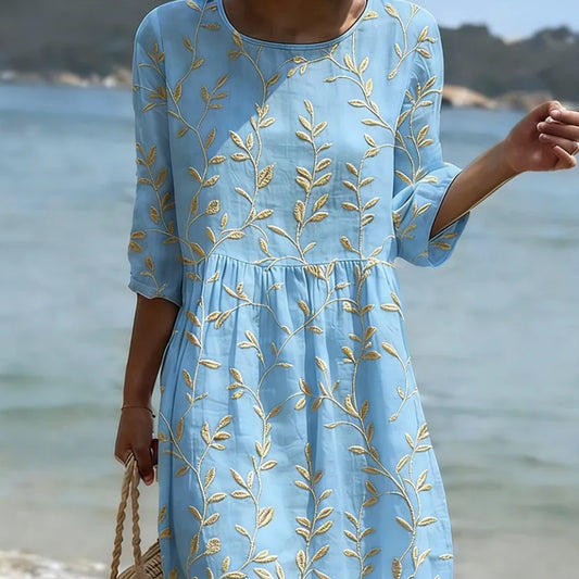 Women's Floral Linen Blend Midi Dress - JParker Collections