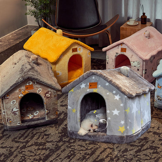 Foldable Enclosed Pet Cave Bed – Warm Kennel for Dogs & Cats | 13 Designs | S, M & L
