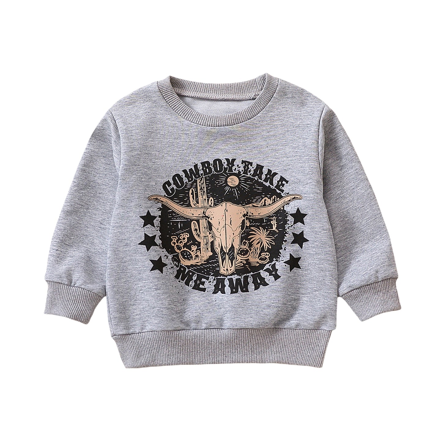 Children's Cotton Letter & Cow Print Sweatshirt | Kids Top