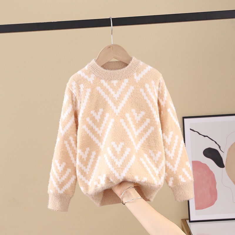 Girls Fluffy Knit Pullover Sweater – Soft Round Neck Top