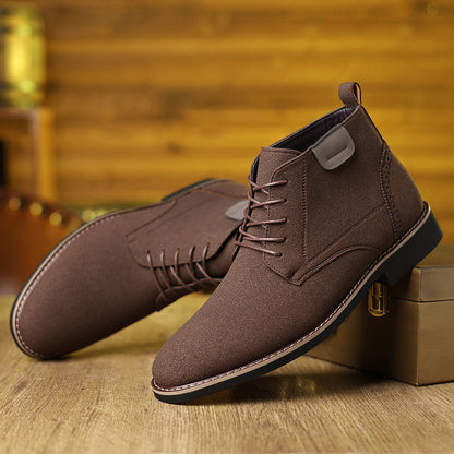 Men's British-Style High-Top Suede Martin Boots – Pointed Toe | EU 39–48