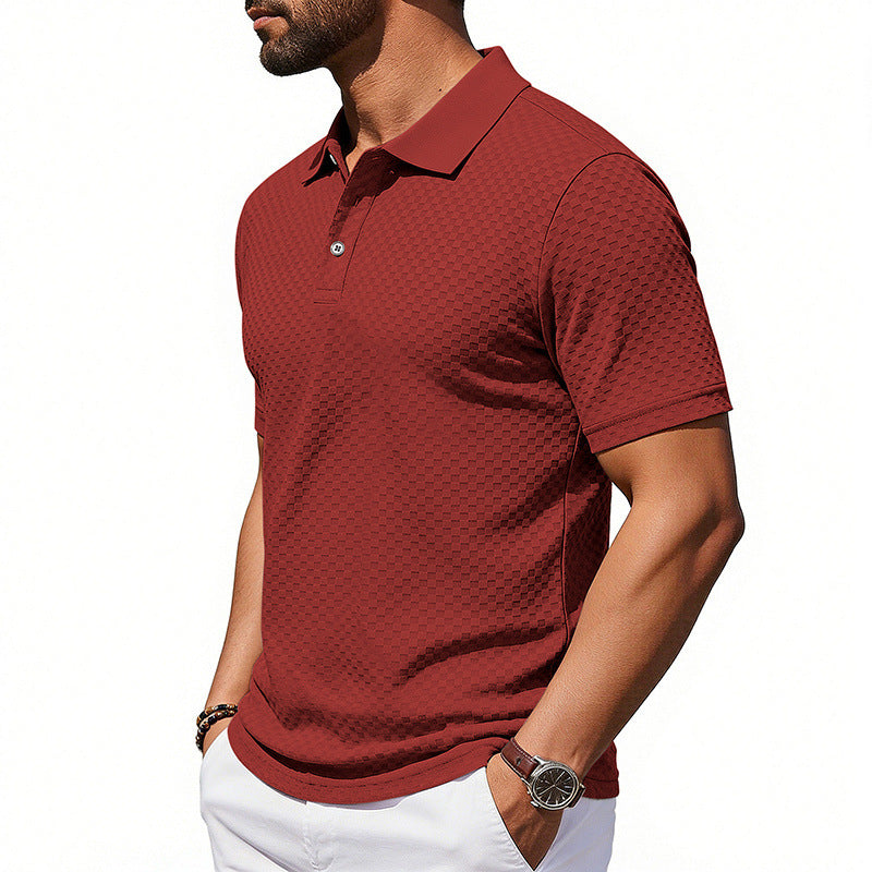 Men's Plaid Collared Polo Shirt | Breathable Short Sleeve