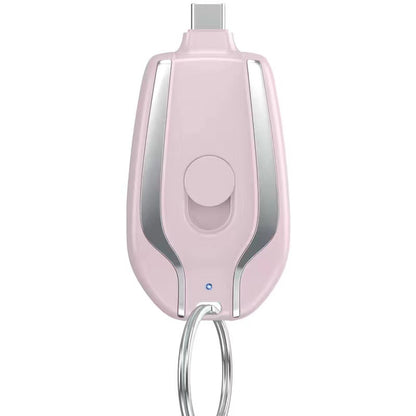 Keyring Emergency Power Bank – 1,500mAh Mini Portable Charger iPhone & USB-C Black & Pink