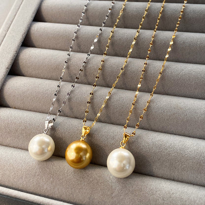 Pearl Clavicle Chain Necklace | Real Gold Plated Minimalist Pearl Necklace for Women