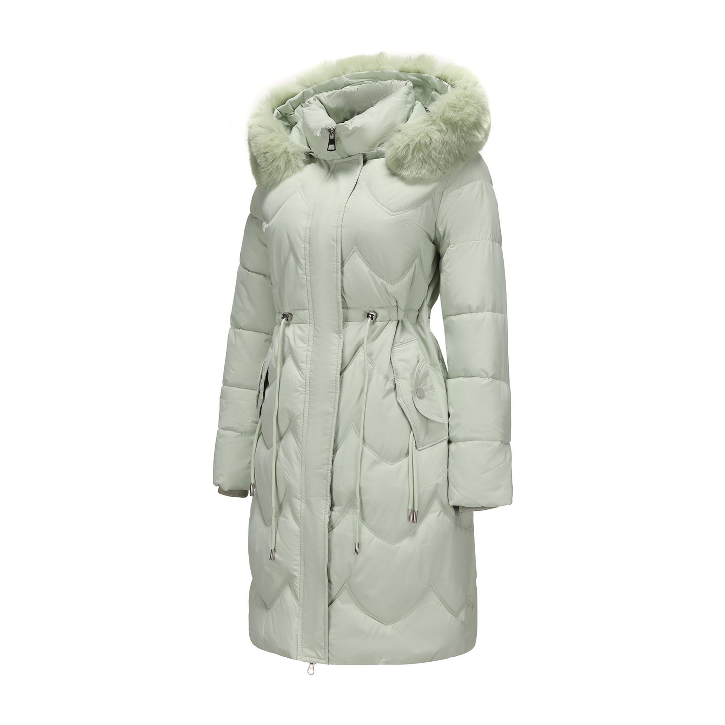 Women's Faux Fur Collar Padded Coat | Mid-Length Winter Coat