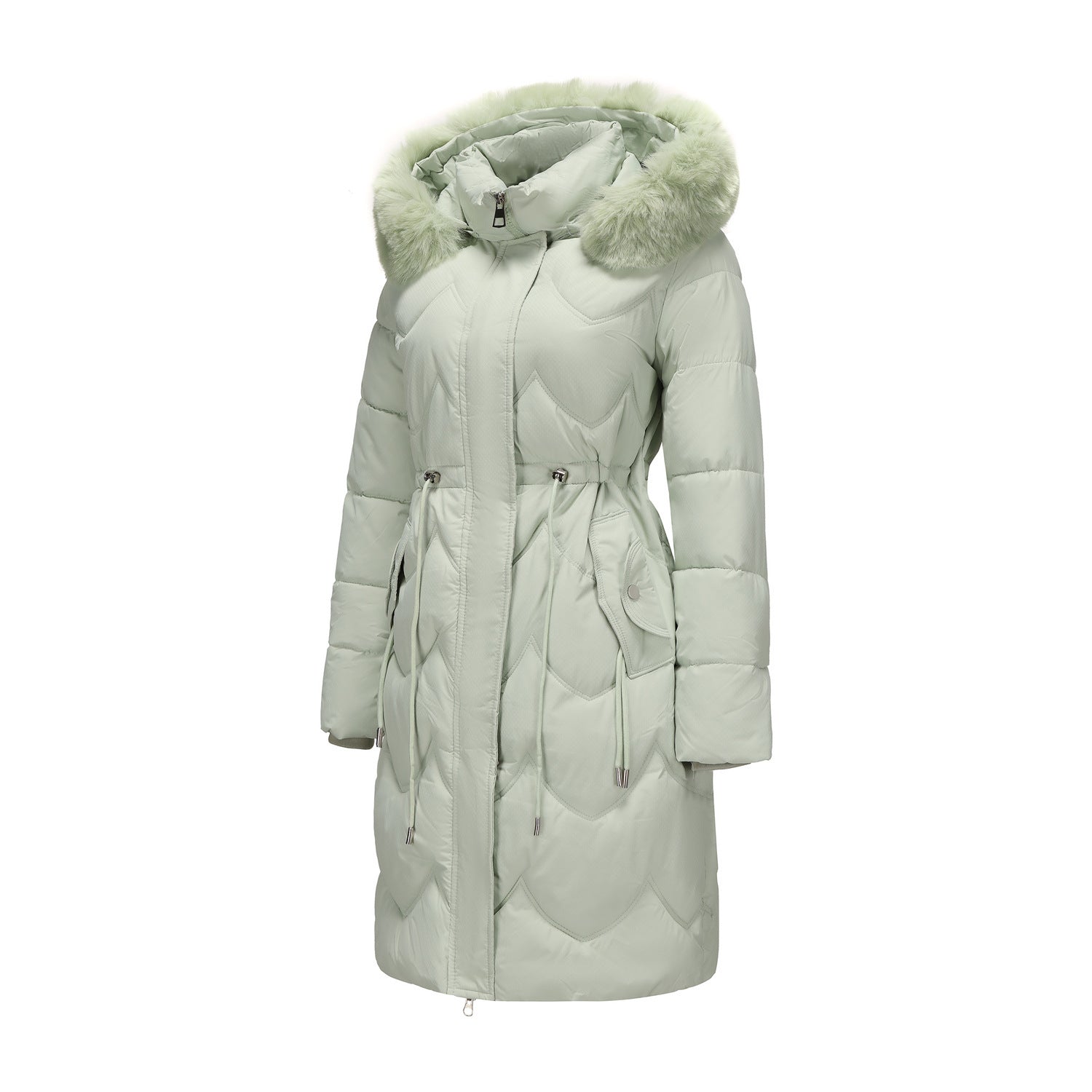 Women's Faux Fur Collar Padded Coat | Mid-Length Winter Coat