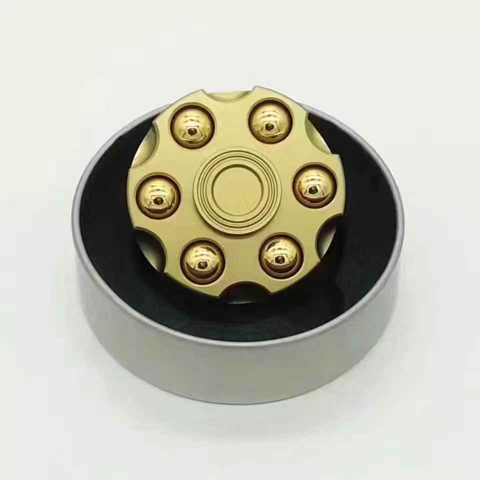 Unique Brass Gun Revolver Bullet Fidget Toy Spinner Copper Hand Spinners Detachable Rotating Sensory Finger Top For Kids Adults