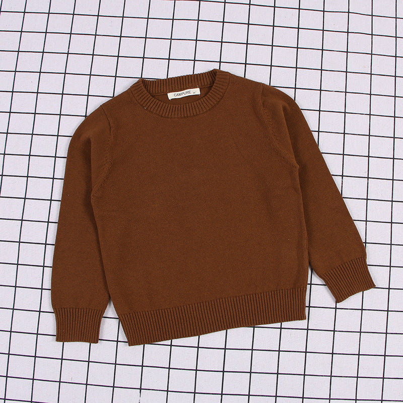 Children's Solid Colour Knitted Cotton Pullover Sweater | Boys & Girls | Age 12M-8Y