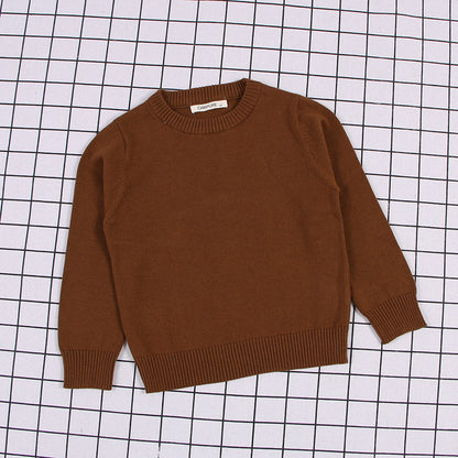 Children's Solid Colour Knitted Cotton Pullover Sweater | Boys & Girls | Age 12M-8Y