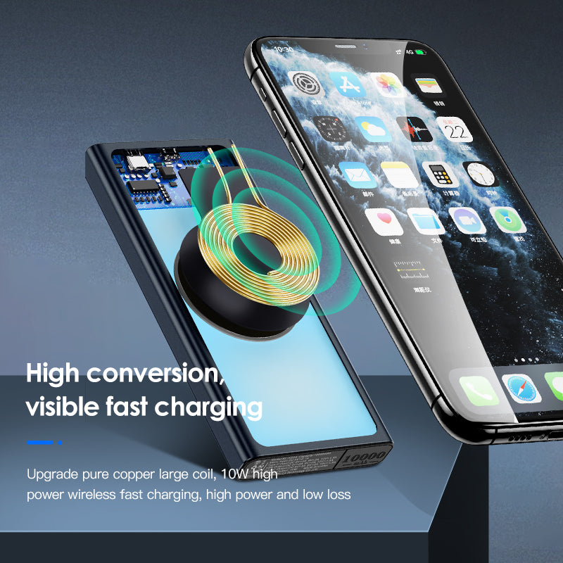 10,000mAh Power Bank with Built-In Plug – Fast Charge Alloy Shell Black & Blue