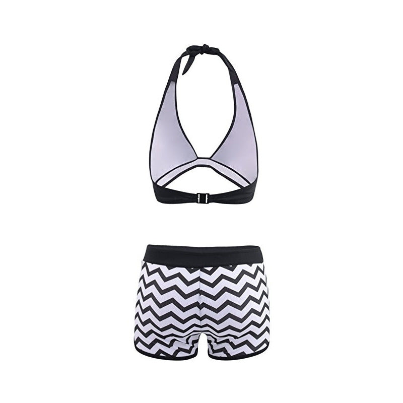 Women's Zigzag Print Two-Piece Bikini Set | Top & Shorts S–XL
