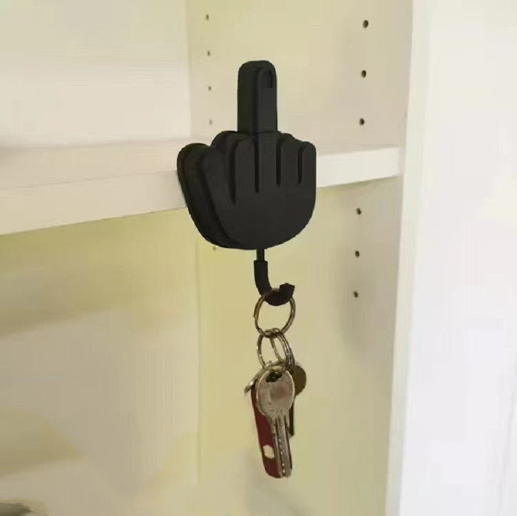 Novelty Middle Finger Key Hook | Desktop Key Holder | Wood & Plastic