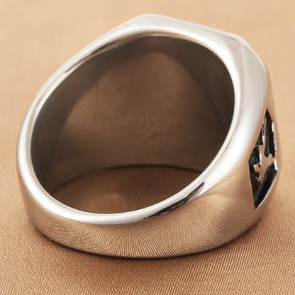 Men's Titanium Steel Eagle Ring | Polished Punk Band Ring in Silver & Gold