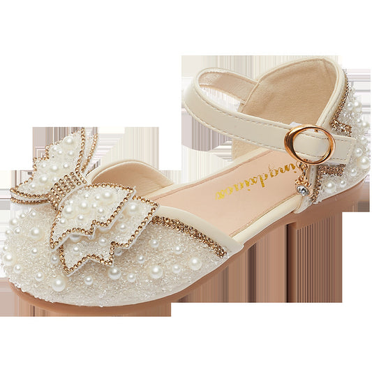 Girls Bow Velcro Sandals | PU Leather Flat Pumps | EU 21-36
