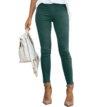 Women's Low-Rise Slim-Fit Cotton Stretch Trousers | 10 Colours | S-5XL