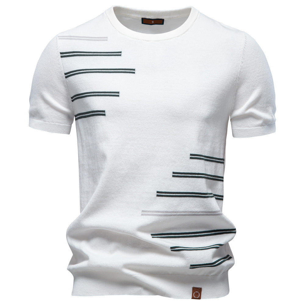 Men's Pure Cotton Jacquard Knit T-Shirt | Short Sleeve