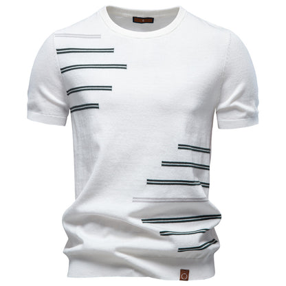 Men's Pure Cotton Jacquard Knit T-Shirt | Short Sleeve
