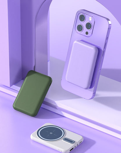 Magnetic Power Bank – 5,000mAh Slim Portable Charger Purple, Black, White & Green