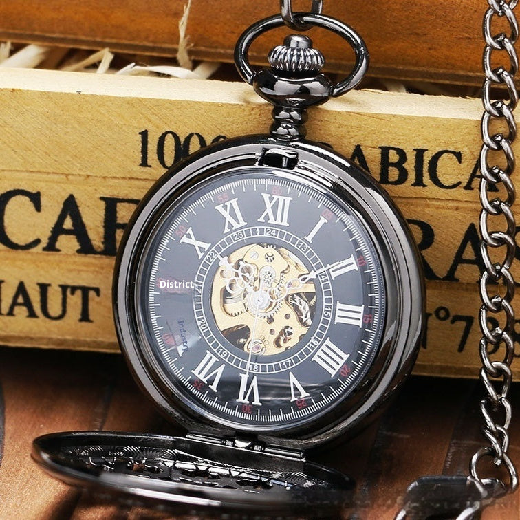 Retro Spider Web Flip Mechanical Pocket Watch – Antique Style
