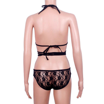 Women's Halter Neck Lace Bra Set | 3/4 Ultra-Thin Moulded Cup