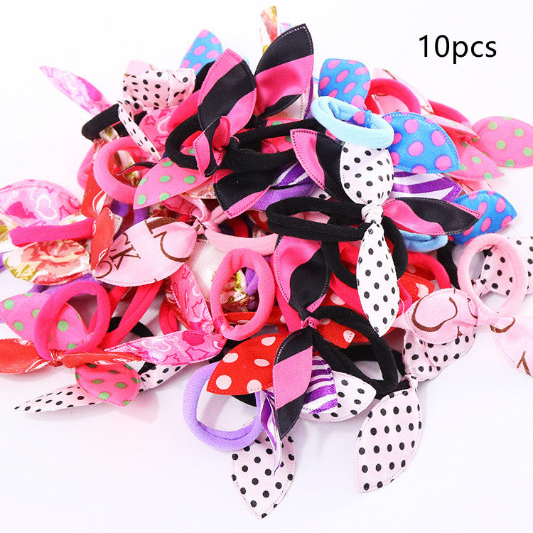 Rabbit Ear Bow Hair Ties | Single & 10-Pack | Assorted Colours