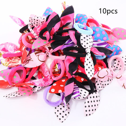 Rabbit Ear Bow Hair Ties | Single & 10-Pack | Assorted Colours