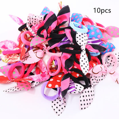 Rabbit Ear Bow Hair Ties | Single & 10-Pack | Assorted Colours