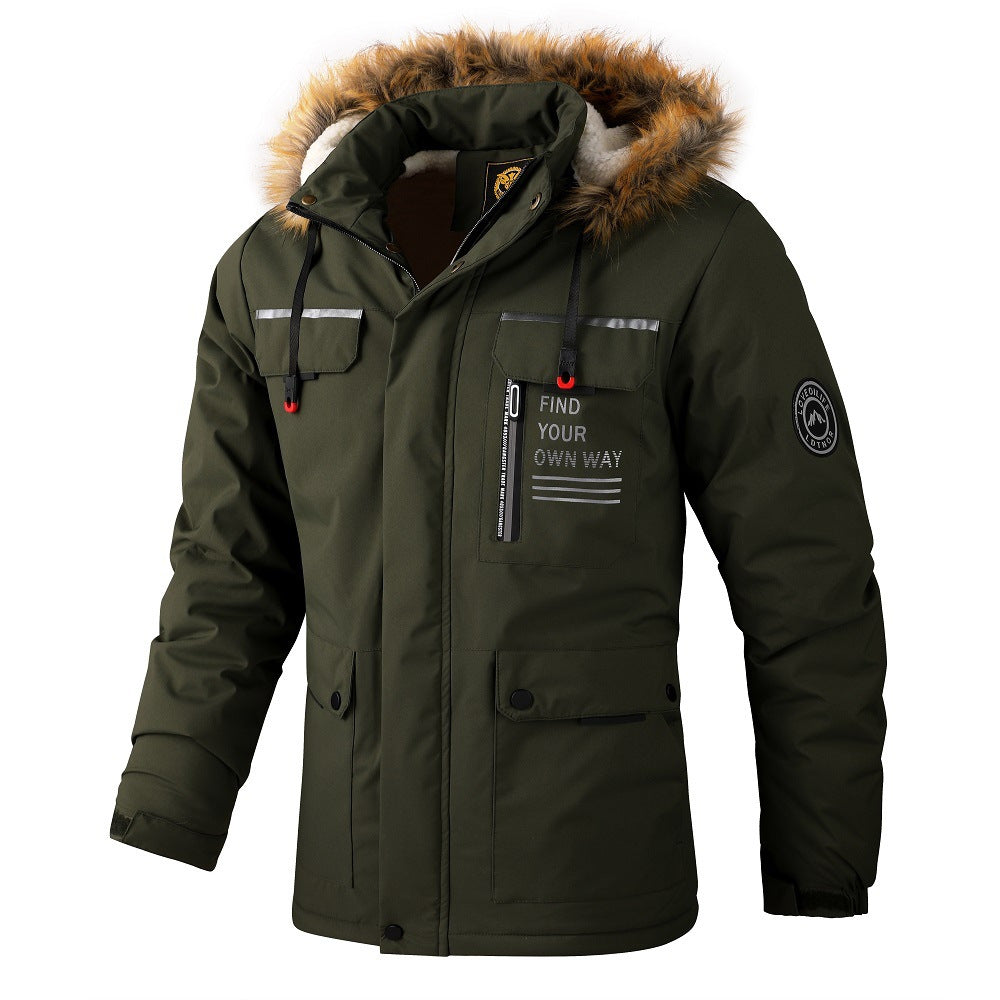Men's Fleece-Lined Mid-Length Parka Coat | Warm Casual Outerwear