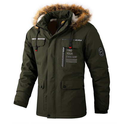 Men's Fleece-Lined Mid-Length Parka Coat | Warm Casual Outerwear