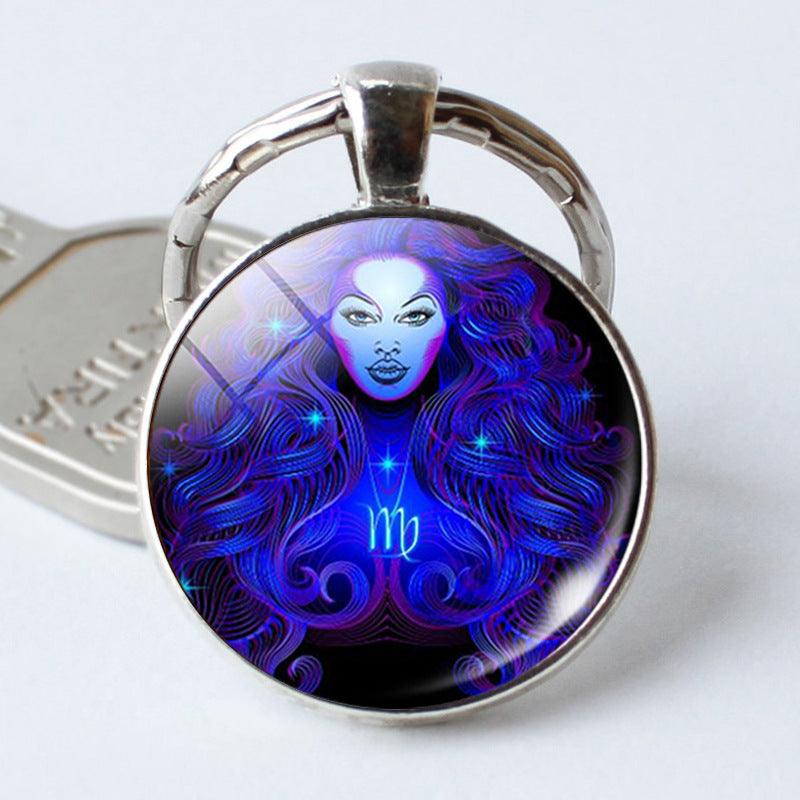 Zodiac Constellation Keychain | All 12 Signs | Alloy & Glass | JP Collections