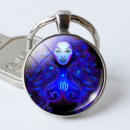 Zodiac Constellation Keychain | All 12 Signs | Alloy & Glass | JP Collections