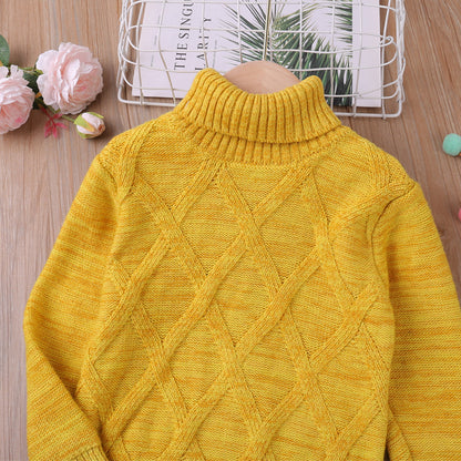 Children's Checked Turtleneck Sweater | Kids Winter Knitwear