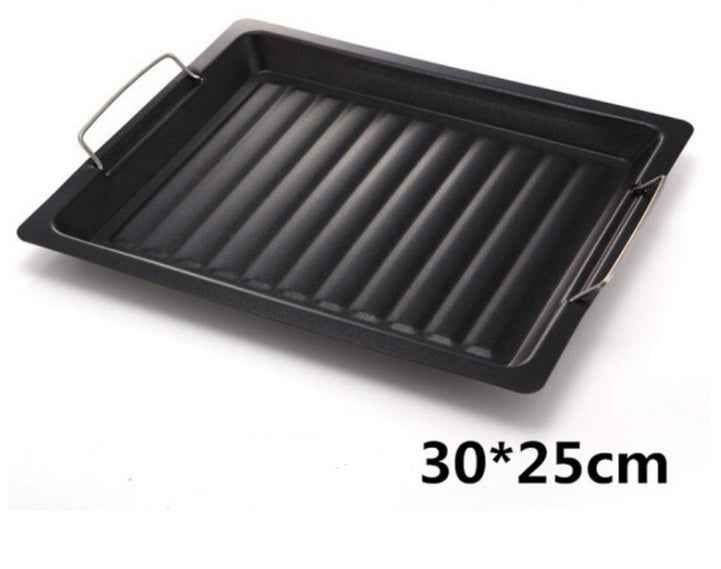 Rectangular Non-Stick BBQ Grill Pan – Steel Barbecue Dish 30 × 25cm