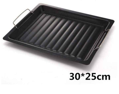 Rectangular Non-Stick BBQ Grill Pan – Steel Barbecue Dish 30 × 25cm